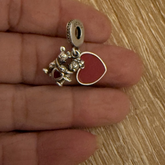 Disney Silver Charm with Red Heart Mickey & Minnie - Picture 3 of 7